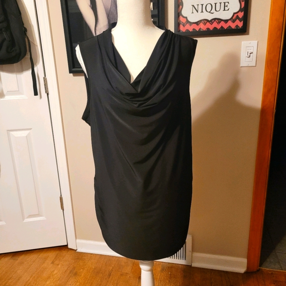 Dana Buchman Black Sleeveless Cowl Neck Tunic